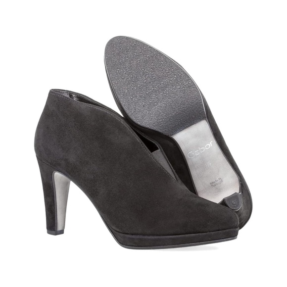 Gabor Amien Black Suede Heeled Booties Leather Slip On Ankle Boots Pumps 8.5 - Picture 2 of 12